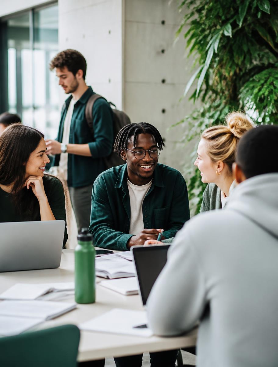 University students collaborating on career plans